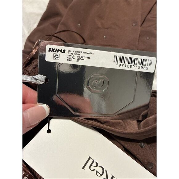 skims swarovski New Authentic Cocoa Brown Jelly Tube Skirt Maxi Xs - Picture 5 of 8